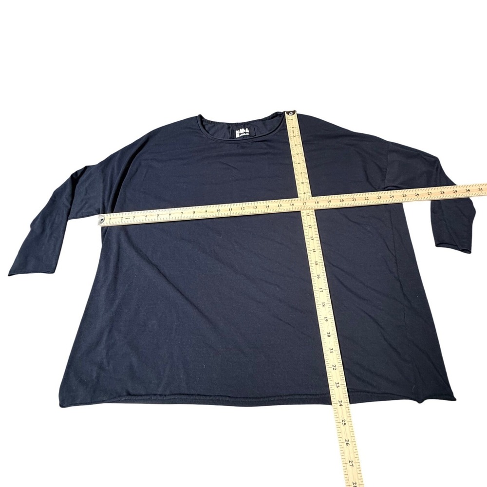 Labo.Art Navy Blue Oversized Cotton Top‎ 2 Med Boxy Long Tight Sleeve Minimalist - Picture 8 of 10